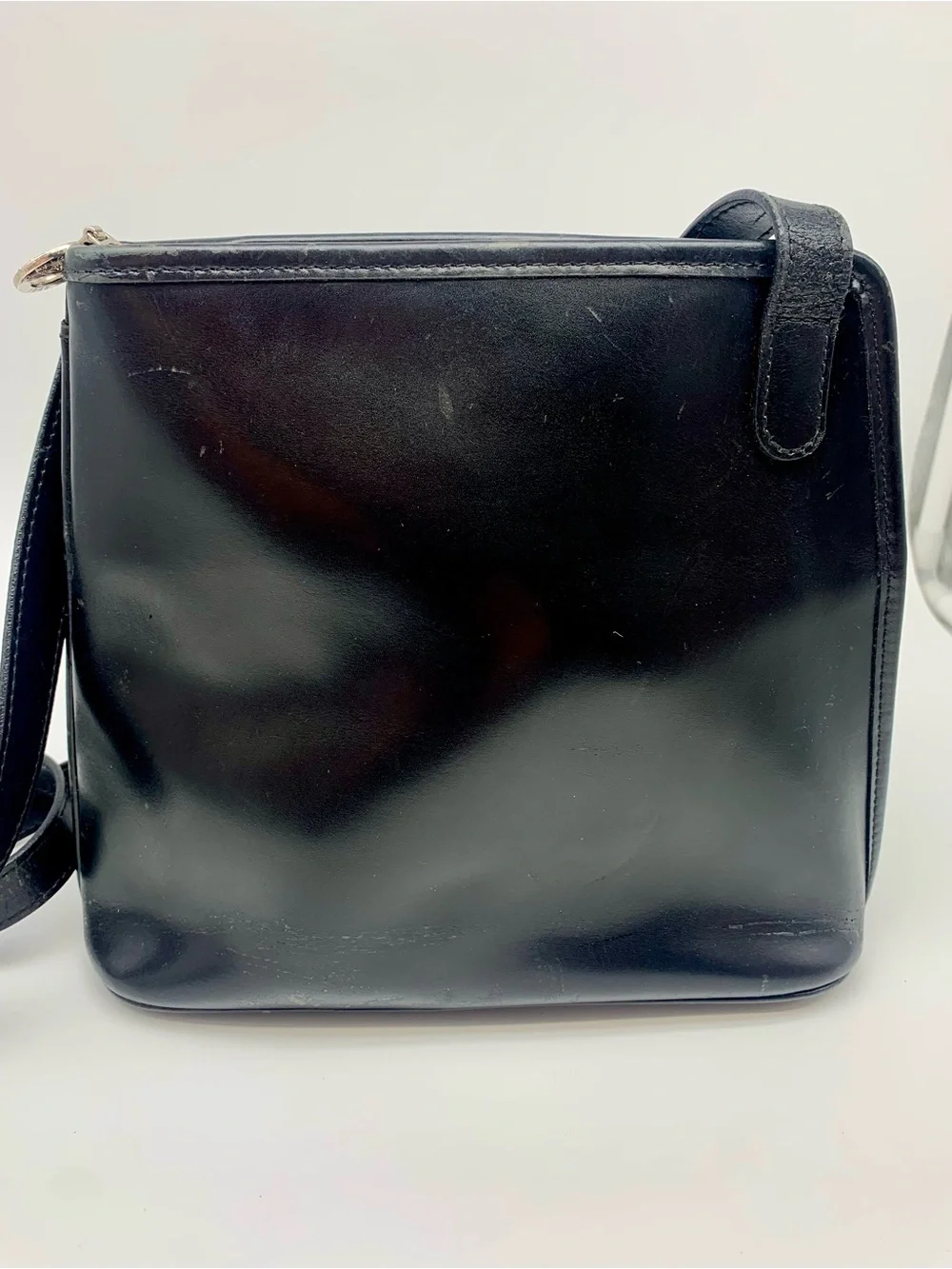 Vintage Longchamp Roseau Black Leather Bucket Shoulder Bag Silver hardware